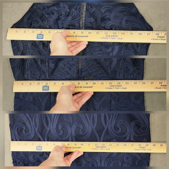 Bardot Lace Sheath‎ Dress sz 10 L Women Gemma Navy Blue Halter Cocktail Wedding - Picture 6 of 12